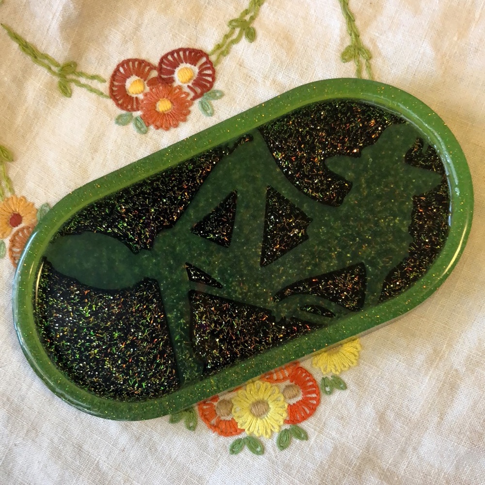 Handmade resin witch tray